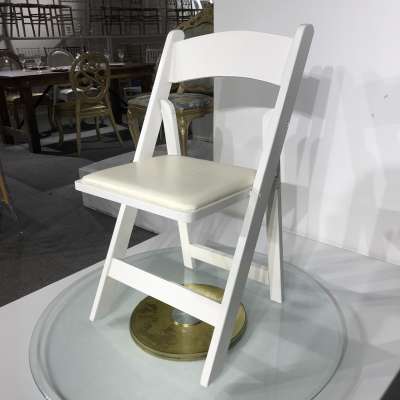 Factory Price White Folding Wedding Wood Chair with Seat Pad Banquet Chairs Wimbledon for Sale