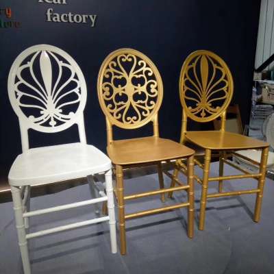 New Design Resin Gold Chiavari Dining Chair Plastic Sillas Wedding Chairs for Event Banquet