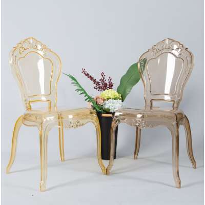 Event Rental Furniture Resin Crystal Amber Clear Bella Princess Chairs for Hotel Wedding Venue Banquet