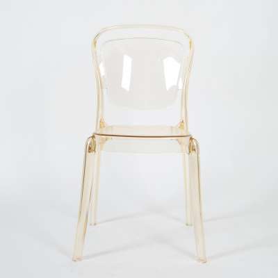 Stacking Plastic Lucent Chairs Resin Crystal Clear Amber Chairs for Hotel Wedding Reception